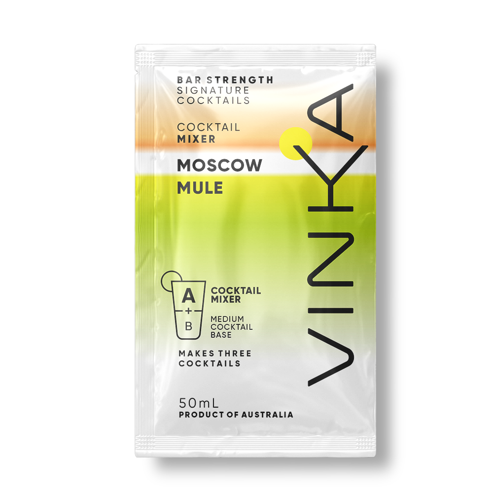 50mL VINKA Moscow Mule Sachet Render with white background.