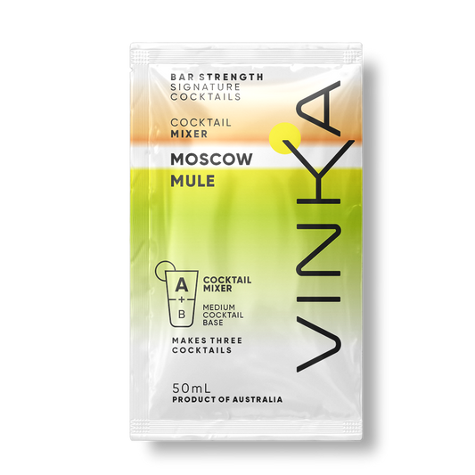 50mL VINKA Moscow Mule Sachet Render with white background.