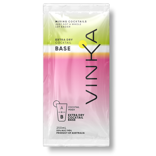 250mL VINKA Extra Dry Cocktail Base Sachet Render.