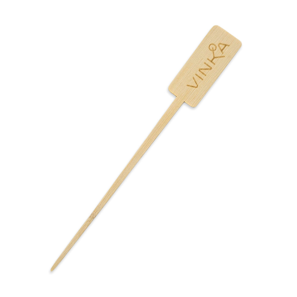 VINKA Branded Bamboo Swizzle Sticks, Cocktail Stirrer or Cocktail Sword for Garnishes.