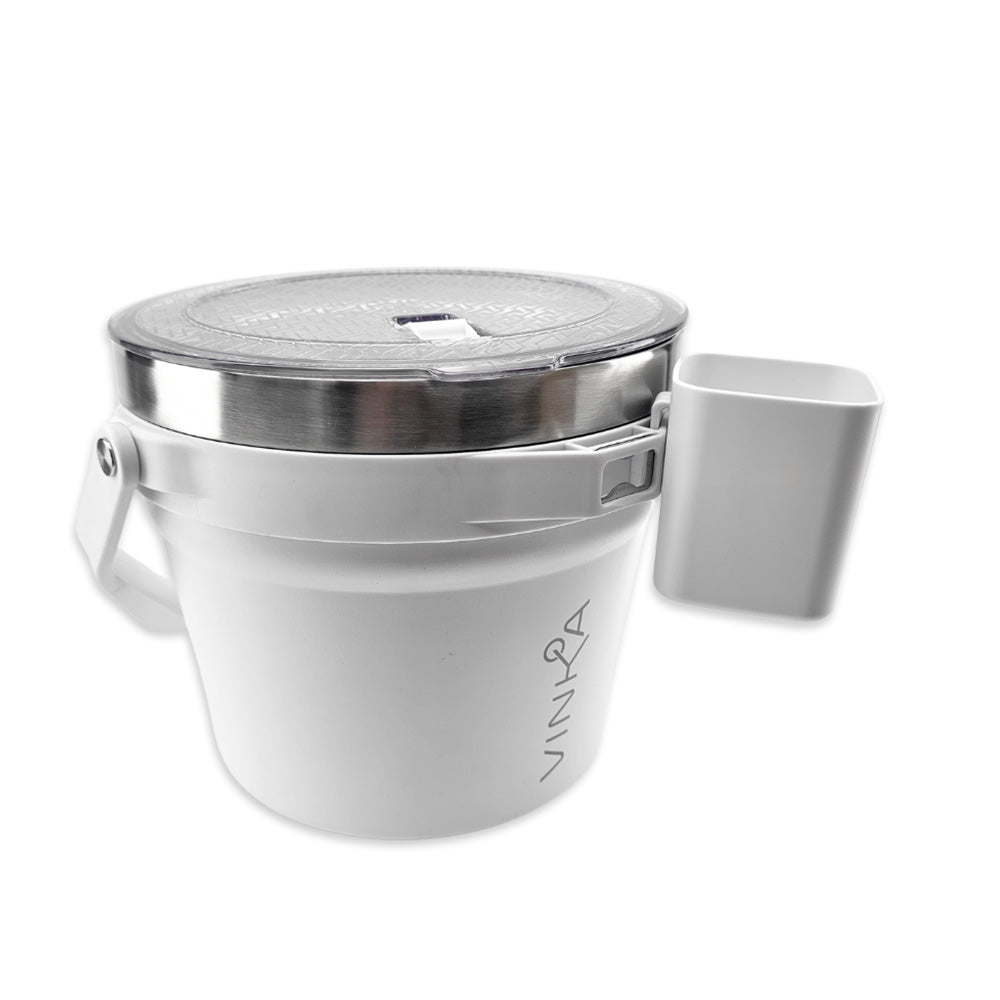 This durable beverage ice bucket is part of the ultra premium VINKA cocktail mixing setup. It is 100% Food Safe and will keep your Ice and beverages cold for hours upon hours.